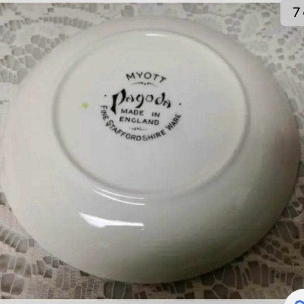 Vintage, Rare, England, Myott Gaudy Willow 2pc Butter Pat 4in D