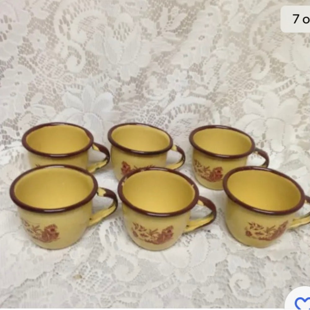 Vintage, Rare, Enamelware, 14pc Red-Blue Willow Coffee-Tea Set (2Z0521)  This is