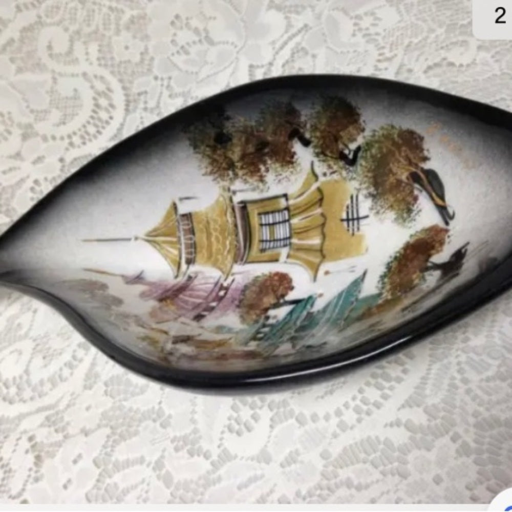 Vintage, Sascha Brastoff, California Art Bowl, Gaudy Blue Willow, 14inx6in