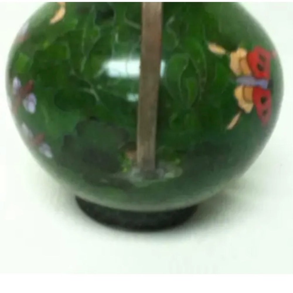 Antique, Beautiful, 7in x 5in Pink Floral Green Cloissone’  Teapot