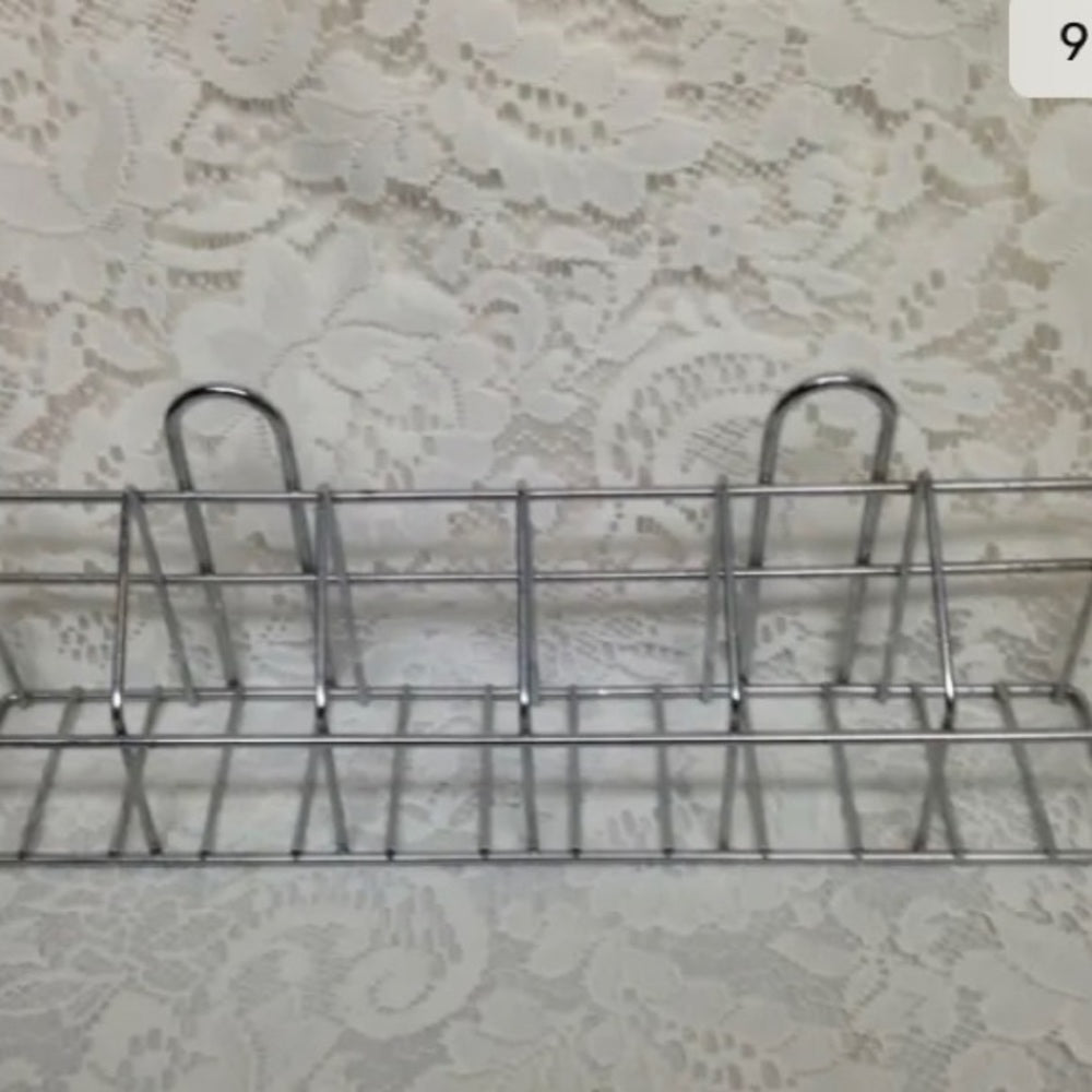 Vintage, Blue Willow 6pc Glass Spice Jars with Chrome Metal Rack.