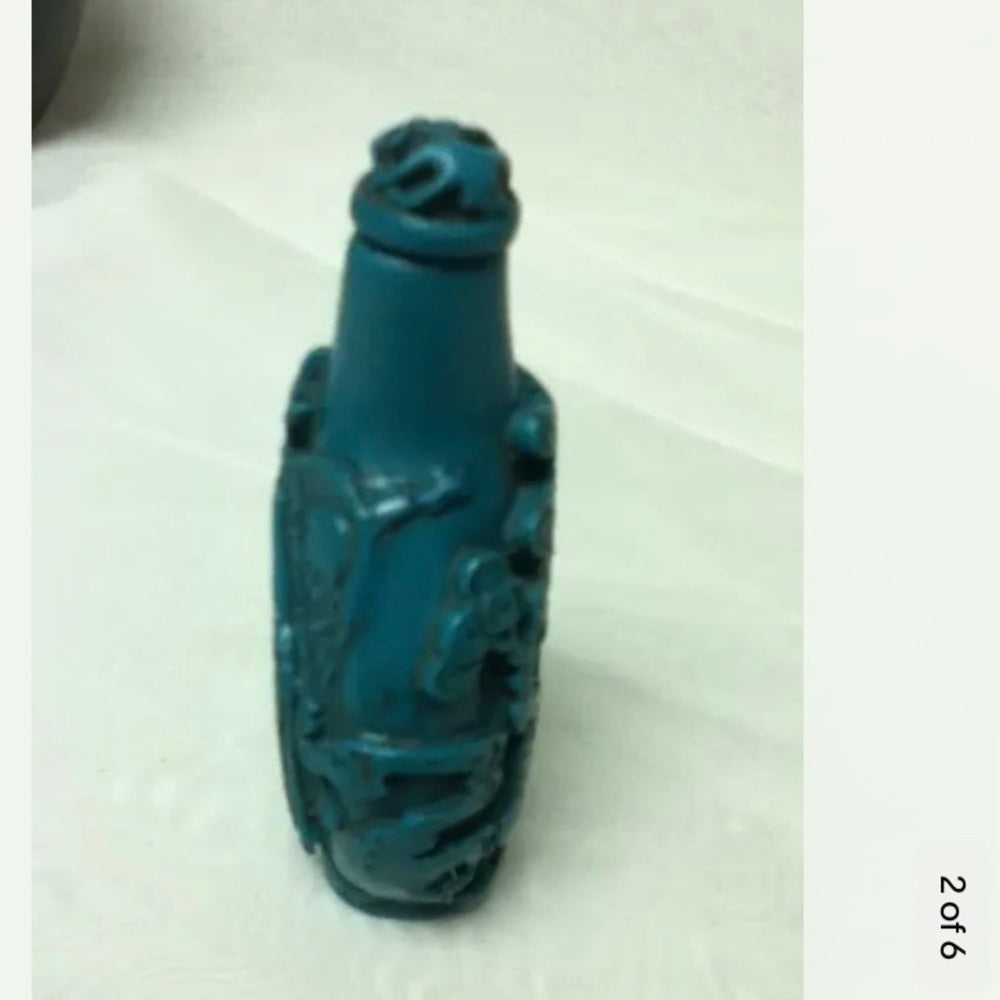 Vintage, 2pc Oval Shape Turquoise Snuff Bottle 3.5in x 2in x 1in