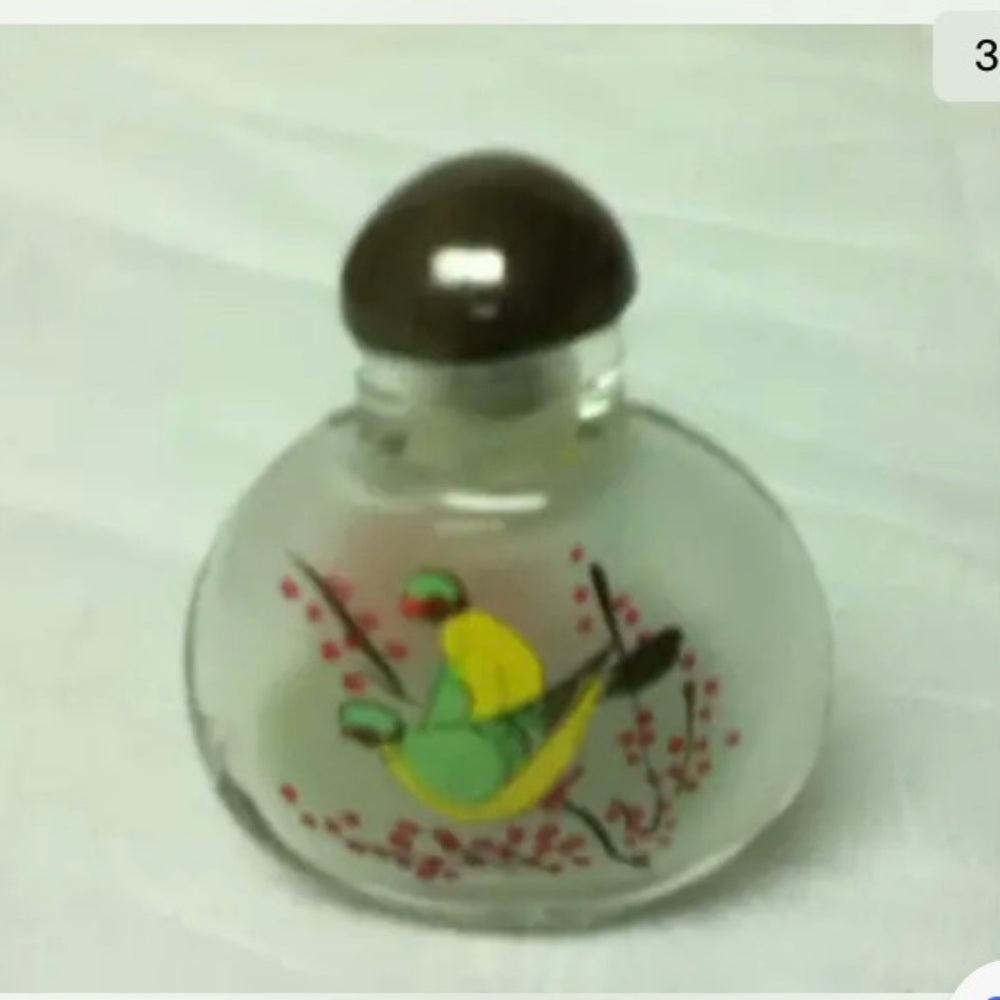 Vintage, 2pc Reverse Painted Snuff Bottle 2.5in x 1.5in