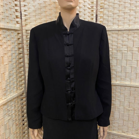 Jones New York Dress, Black Chinese Style Coat - Size 14