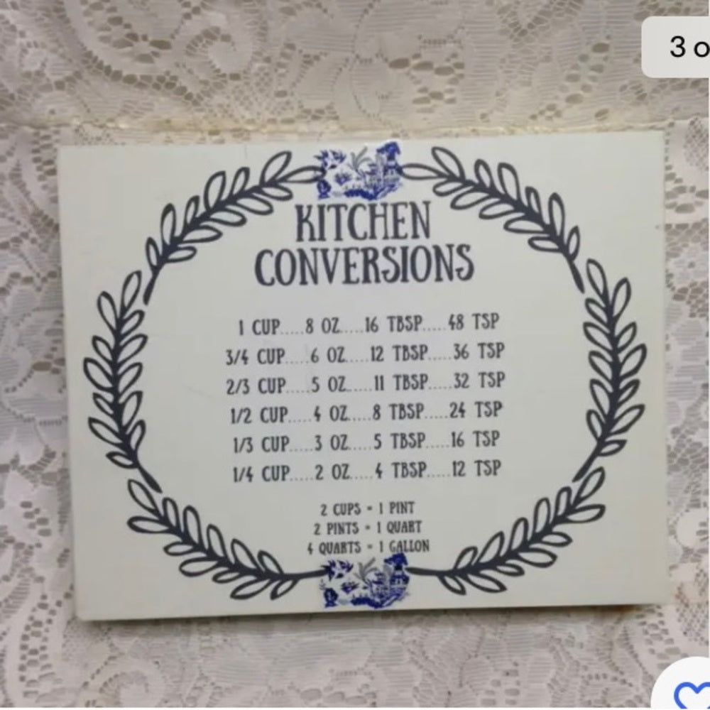 Blue Willow, "Kitchen Conversion" Wall Hanging Sign 10in x 8in x 2in