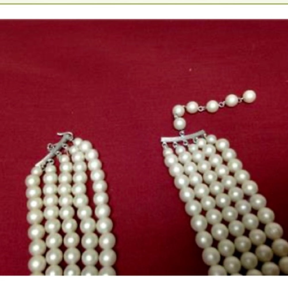 Vintage, 5 Layers, Graduated Faux Pearls, 17in Choker- Necklace