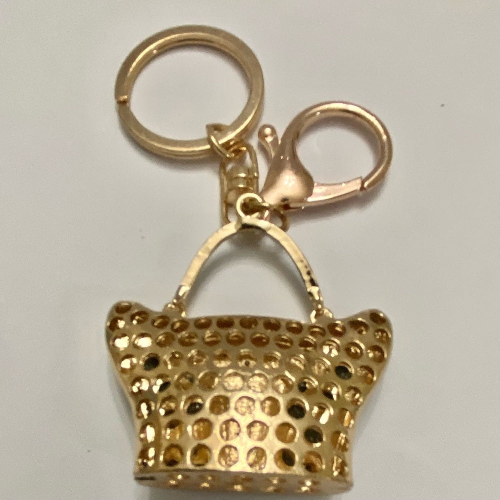 Black Enamel Rhinestone Handbag Charm-Key Chain