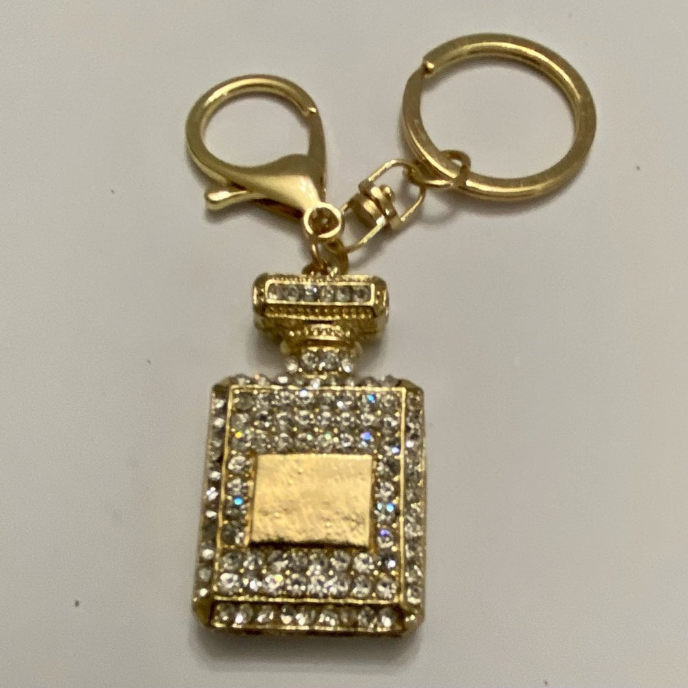 Stunning, 2-Way Gold Perfume Bottle Rhinestone Handbag Charm -Key Chain