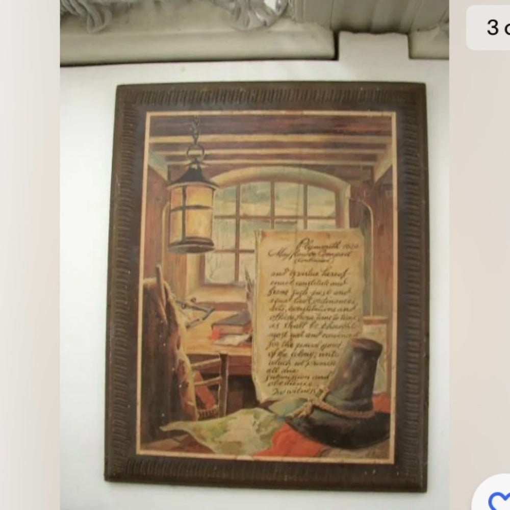 Vintage Pair, Plymouth 1620 and 1776 T. Jefferson Plaque