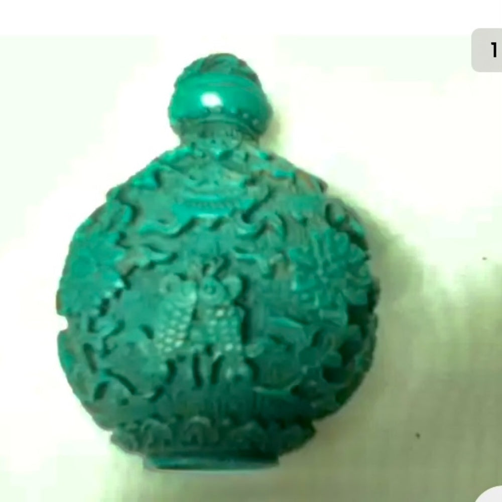 Vintage, 2pc Rounded Turquoise Snuff Bottle 3in x 2.5in x 1.5in