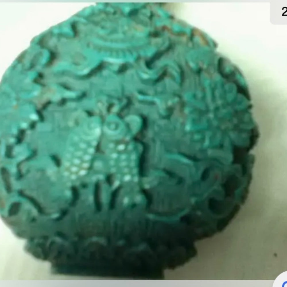 Vintage, 2pc Rounded Turquoise Snuff Bottle 3in x 2.5in x 1.5in