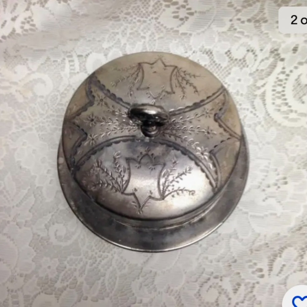 Antique, Pairpoint Mfg Co., 3pc Quadruple Silver-plated Butter Bow w/ Drain