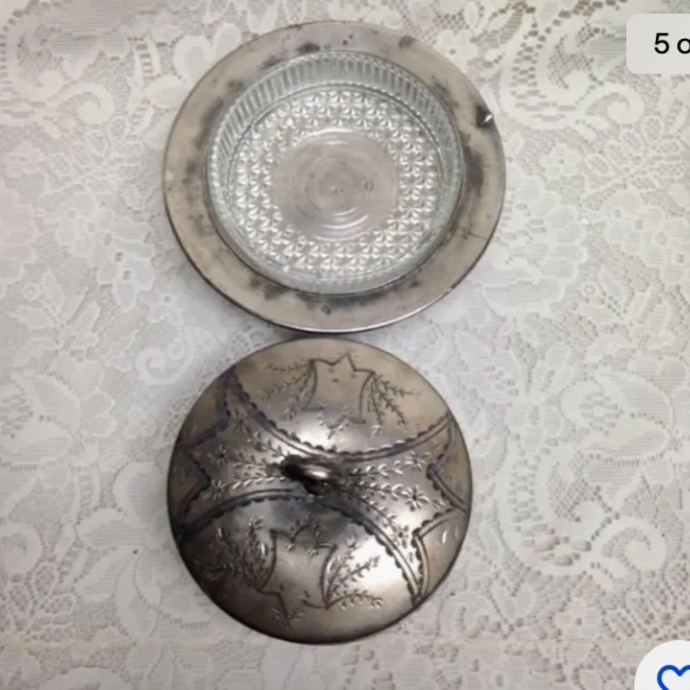 Antique, Pairpoint Mfg Co., 3pc Quadruple Silver-plated Butter Bow w/ Drain