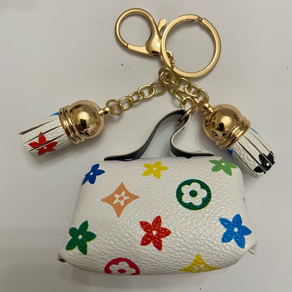 3-Way Multi-color, Coin Purse, Handbag Charm, Key Chain