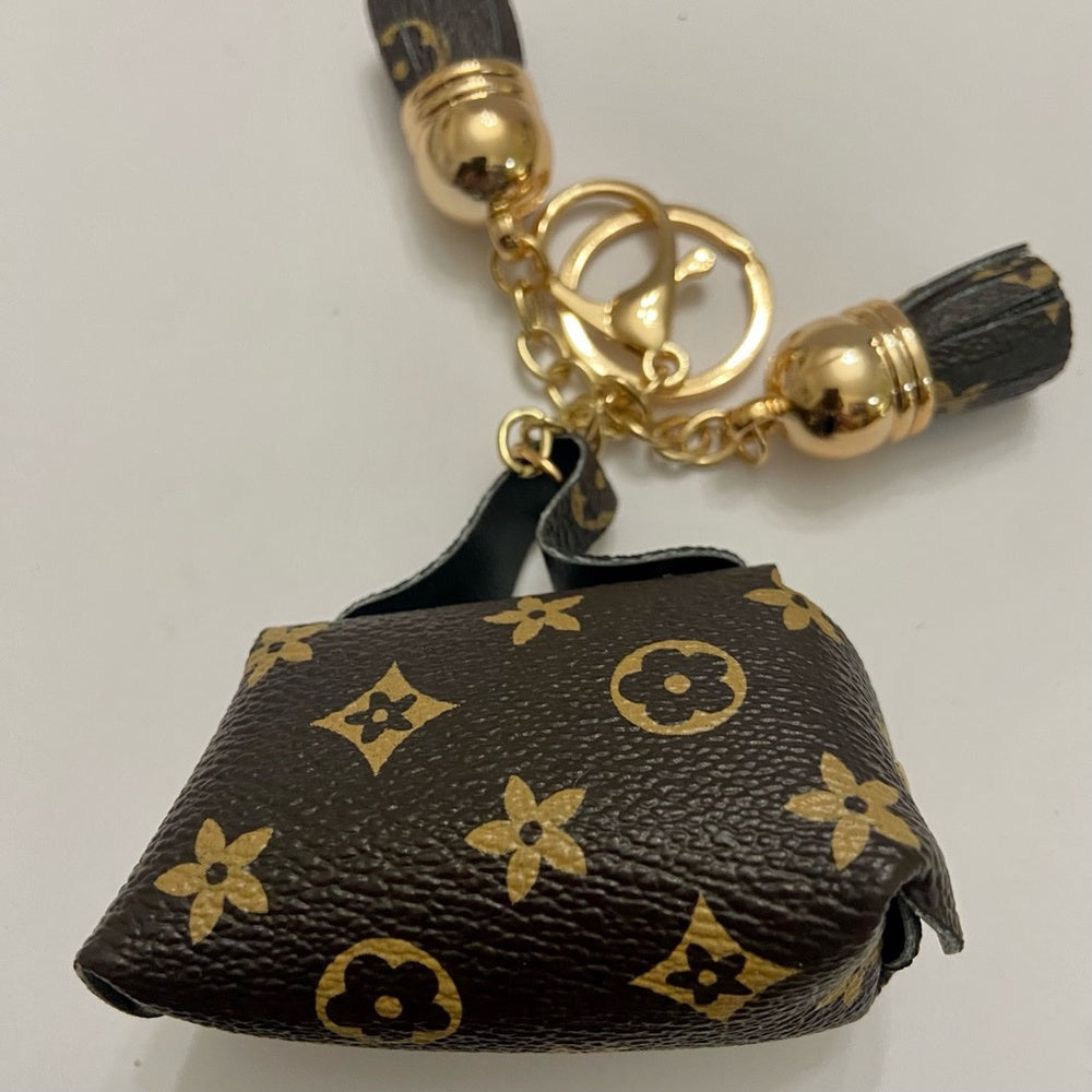3-Way Brown Faux Leather, Coin Purse, Handbag Charm, Key Chain