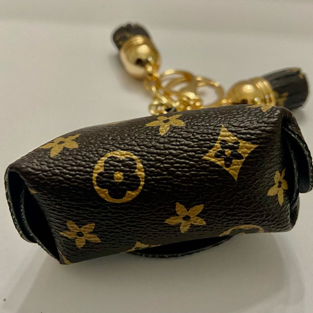 3-Way Brown Faux Leather, Coin Purse, Handbag Charm, Key Chain