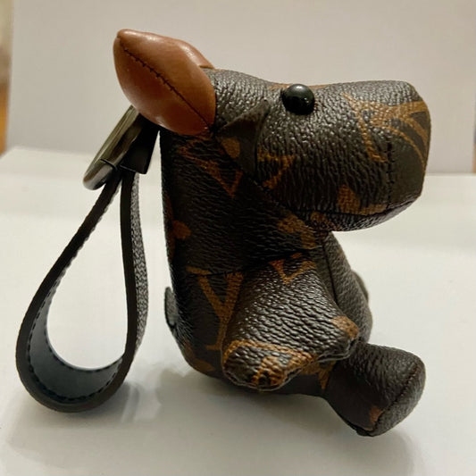 Stunning, Brown Faux Leather Cow Handbag Charm, Key Chain