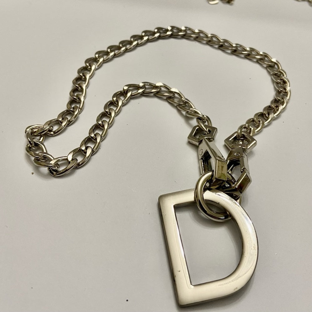 "D" Silver Tone  Necklace