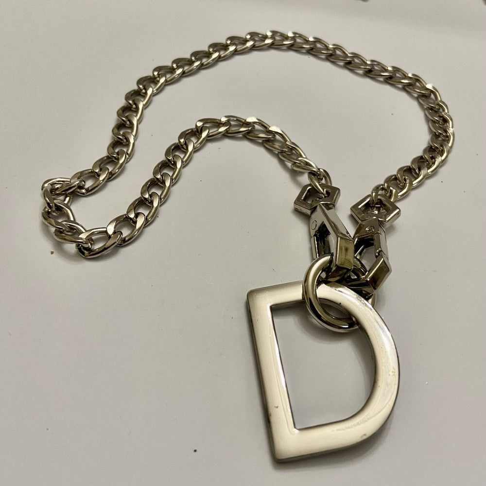 "D" Silver Tone  Necklace