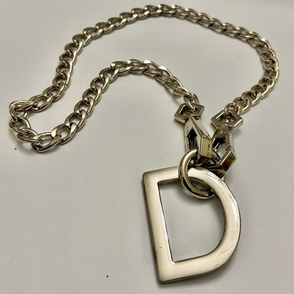 "D" Silver Tone  Necklace