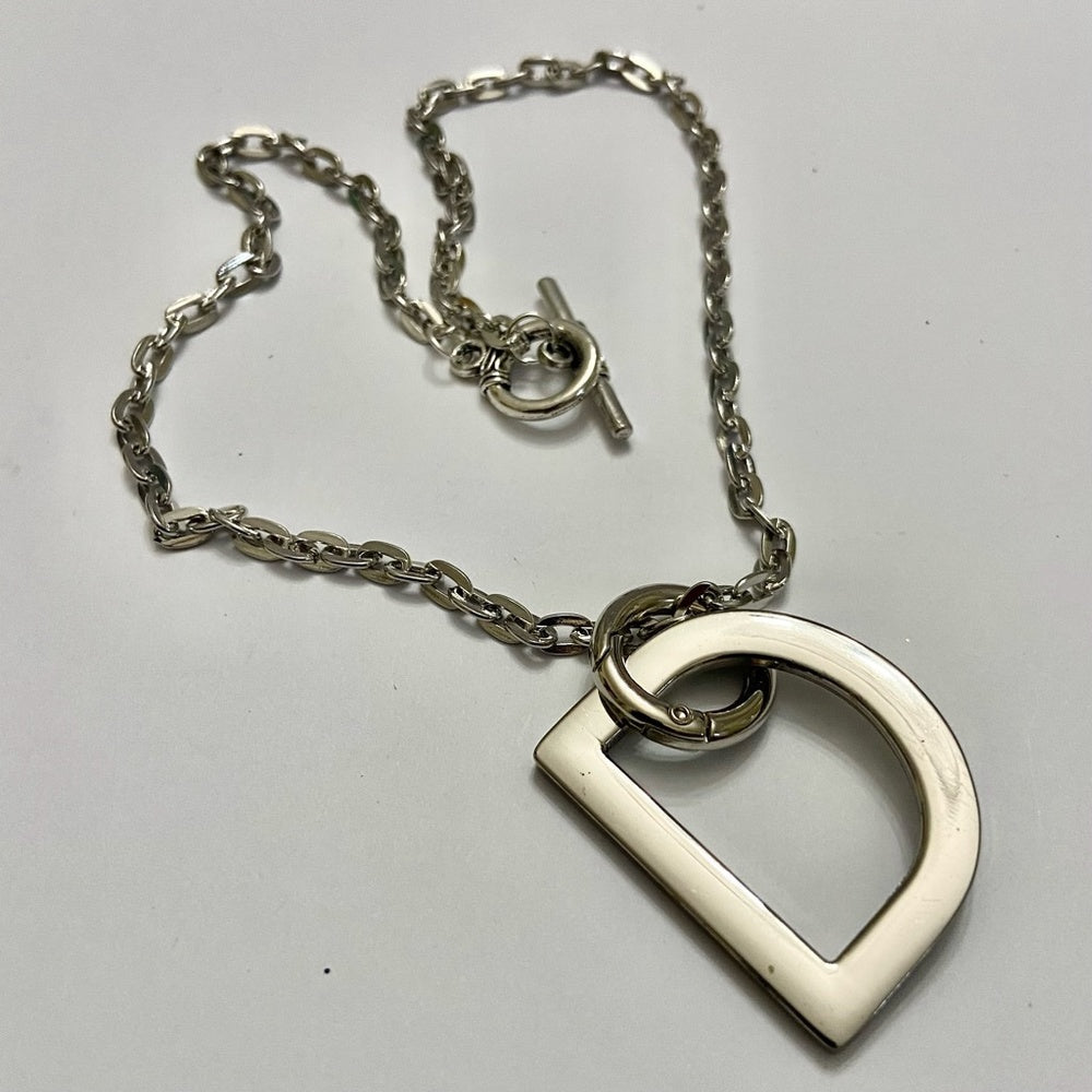 "D" Silver Tone  Necklace