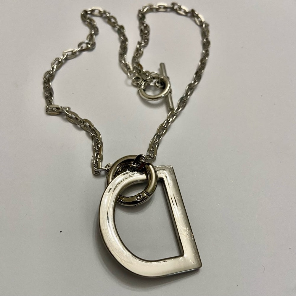 "D" Silver Tone  Necklace