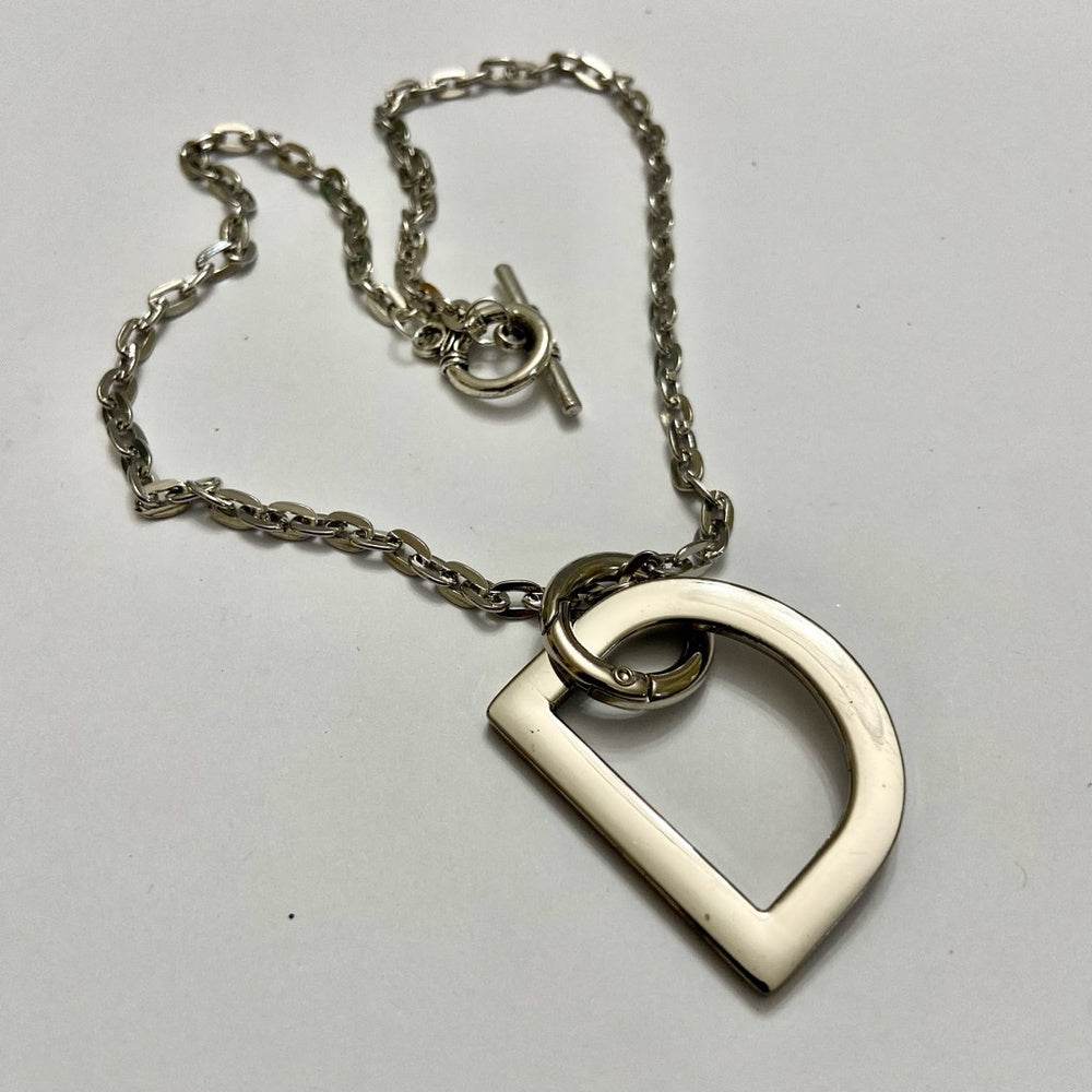 "D" Silver Tone  Necklace