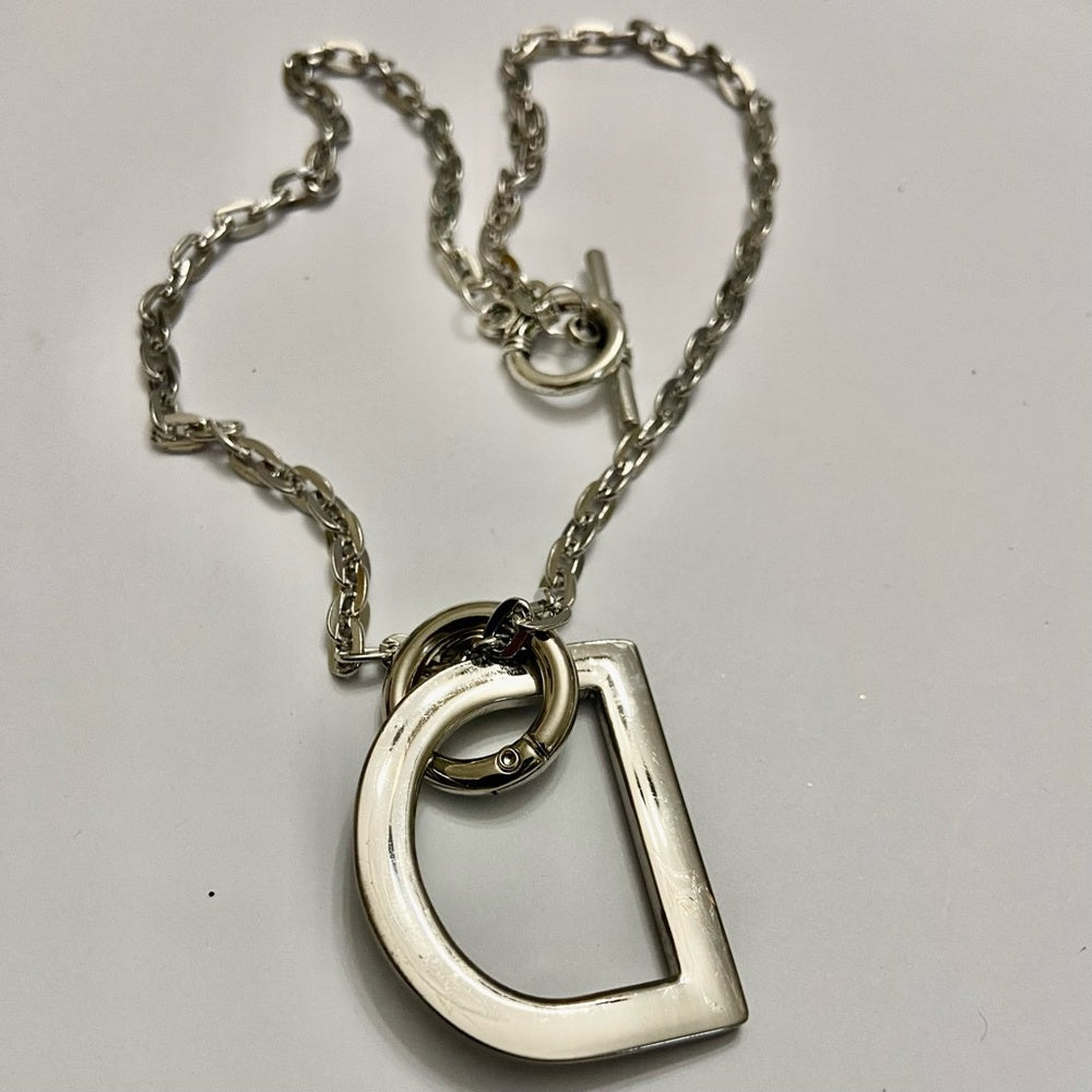 "D" Silver Tone  Necklace