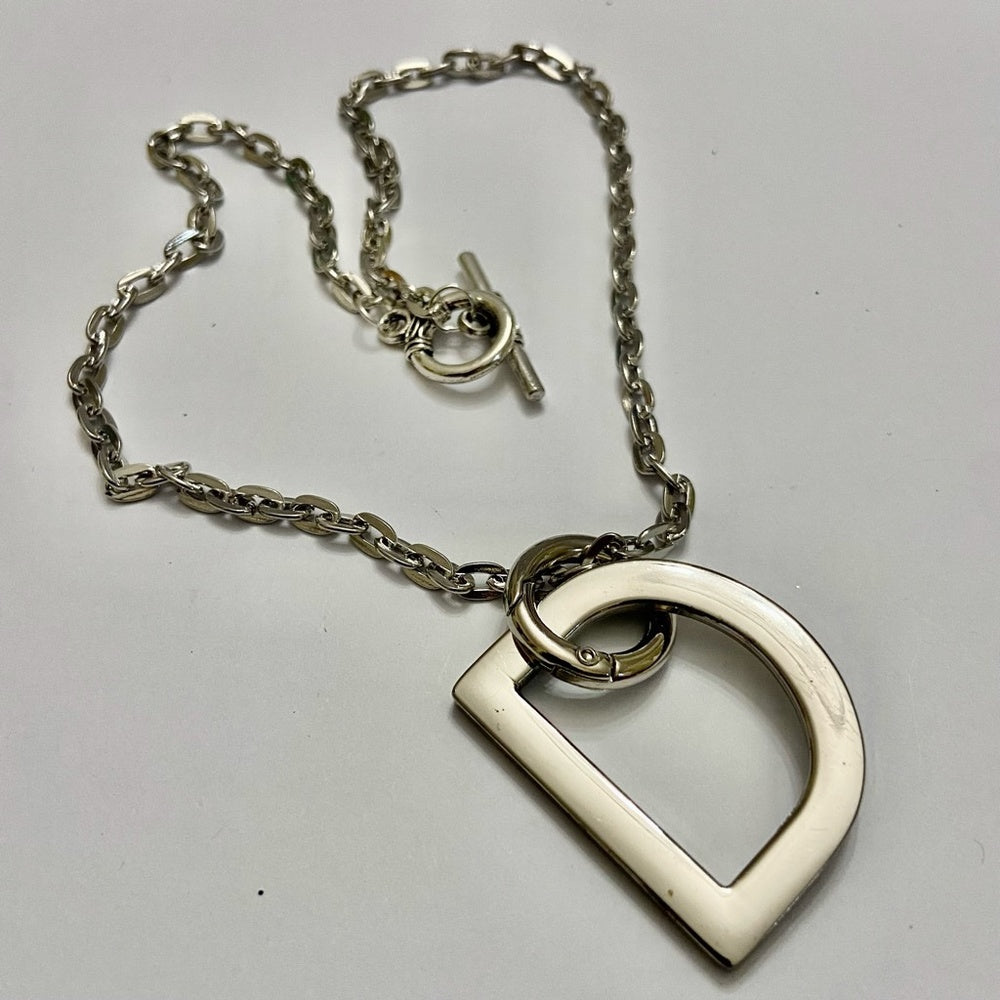 "D" Silver Tone  Necklace