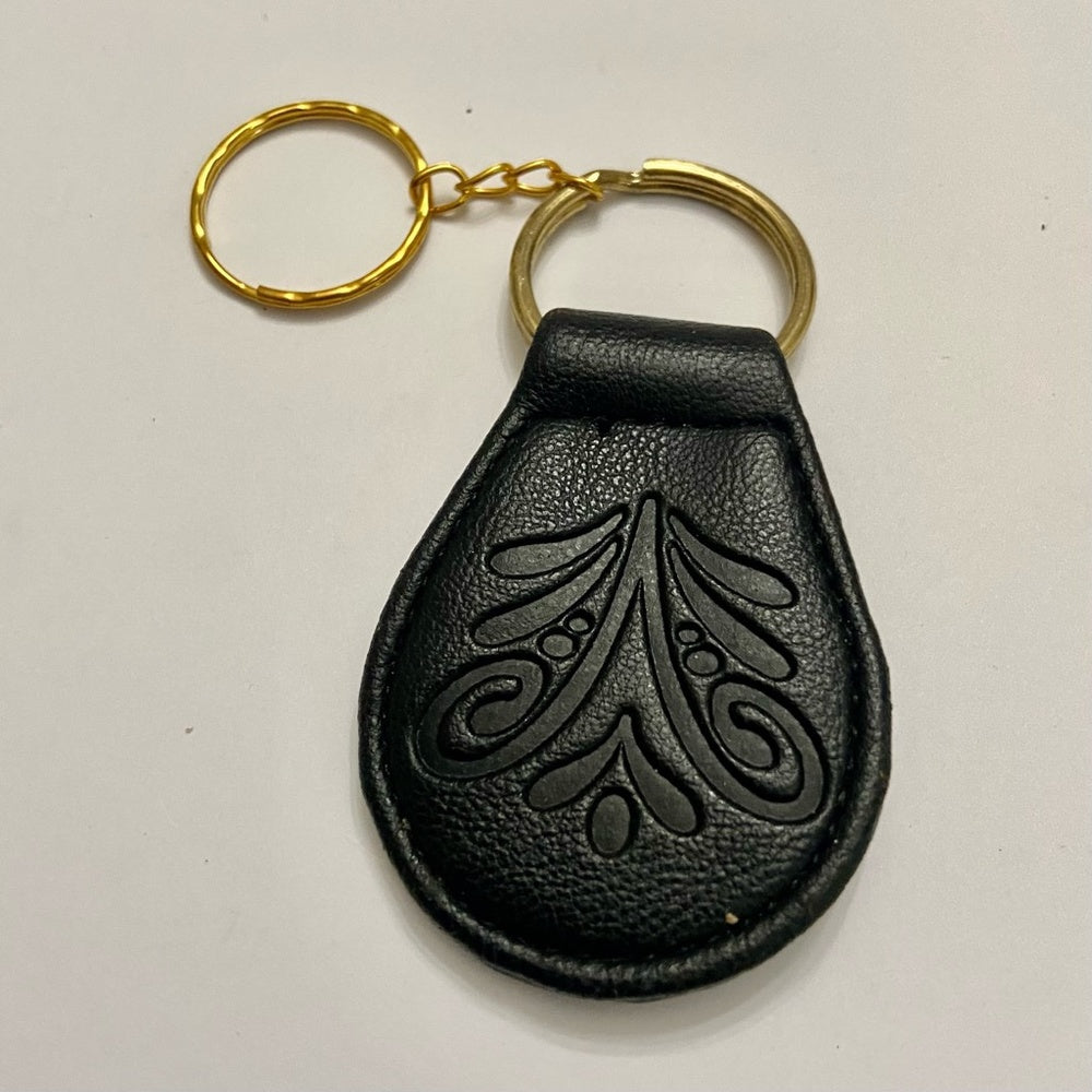 Stunning, 2-Way, Embossed Carlos Santana Black Leather  Handbag Charm-Key Chain