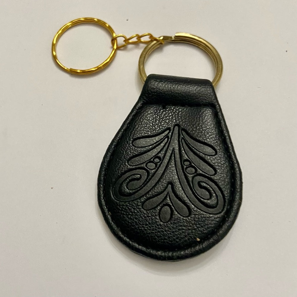 Stunning, 2-Way, Embossed Carlos Santana Black Leather  Handbag Charm-Key Chain