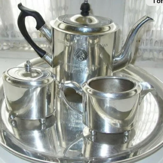 Vintage, Steiff Pewter 5-pc Presentation Coffee or Tea Service