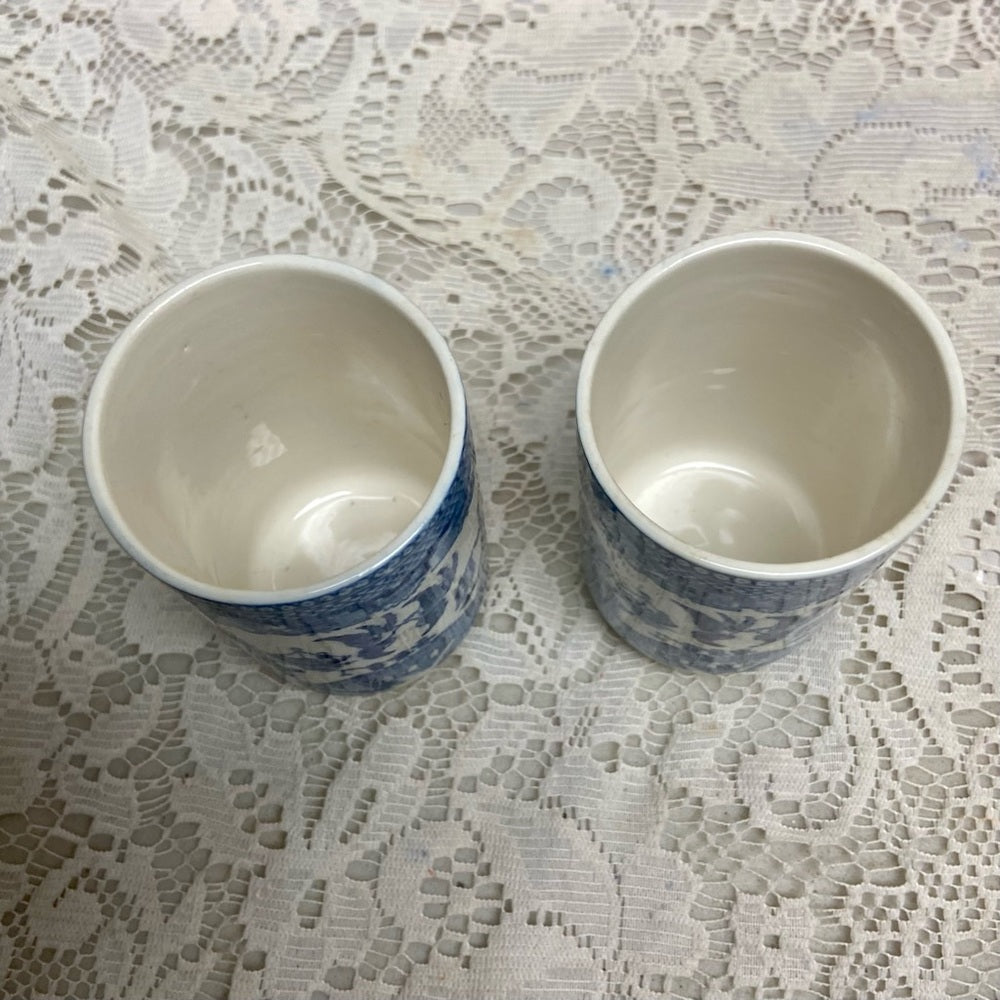 Vintage, Edge Malkin England,Blue Willow, 6.5in Pitcher with 2 Tumblers