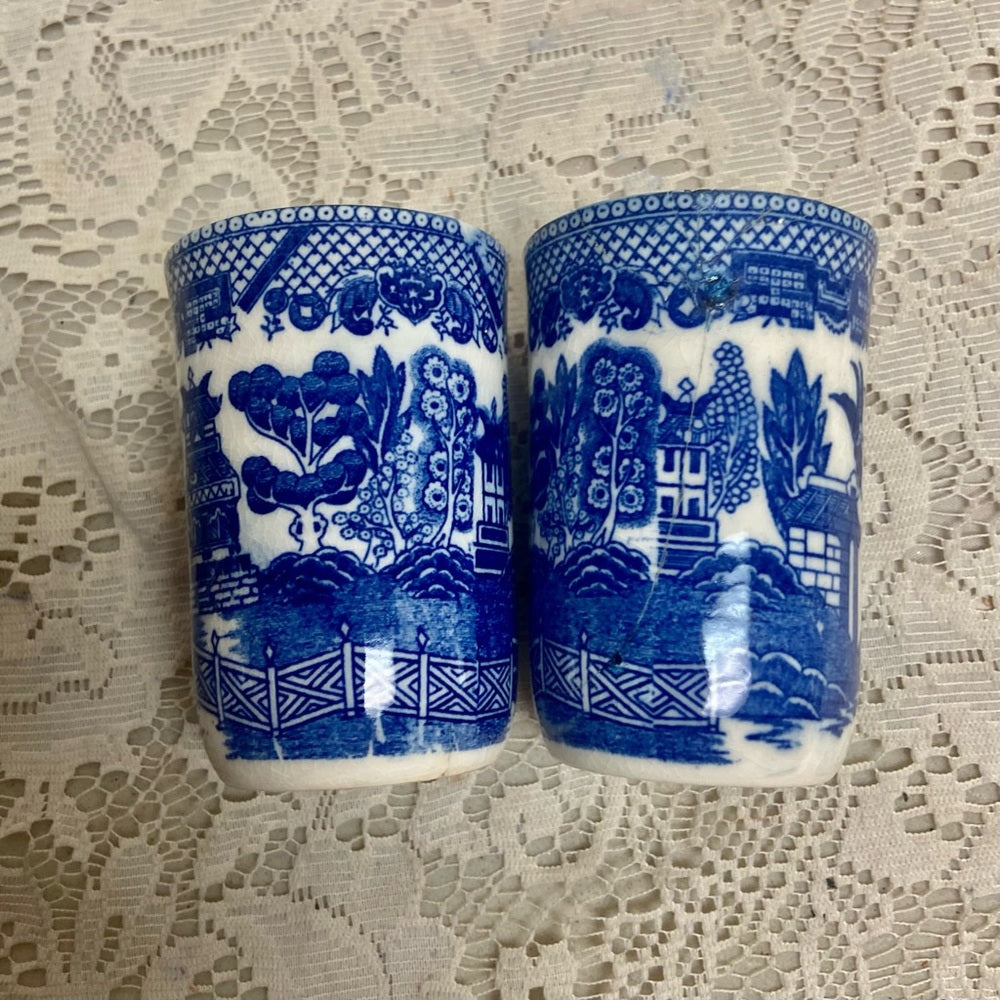Vintage, Edge Malkin England,Blue Willow, 6.5in Pitcher with 2 Tumblers
