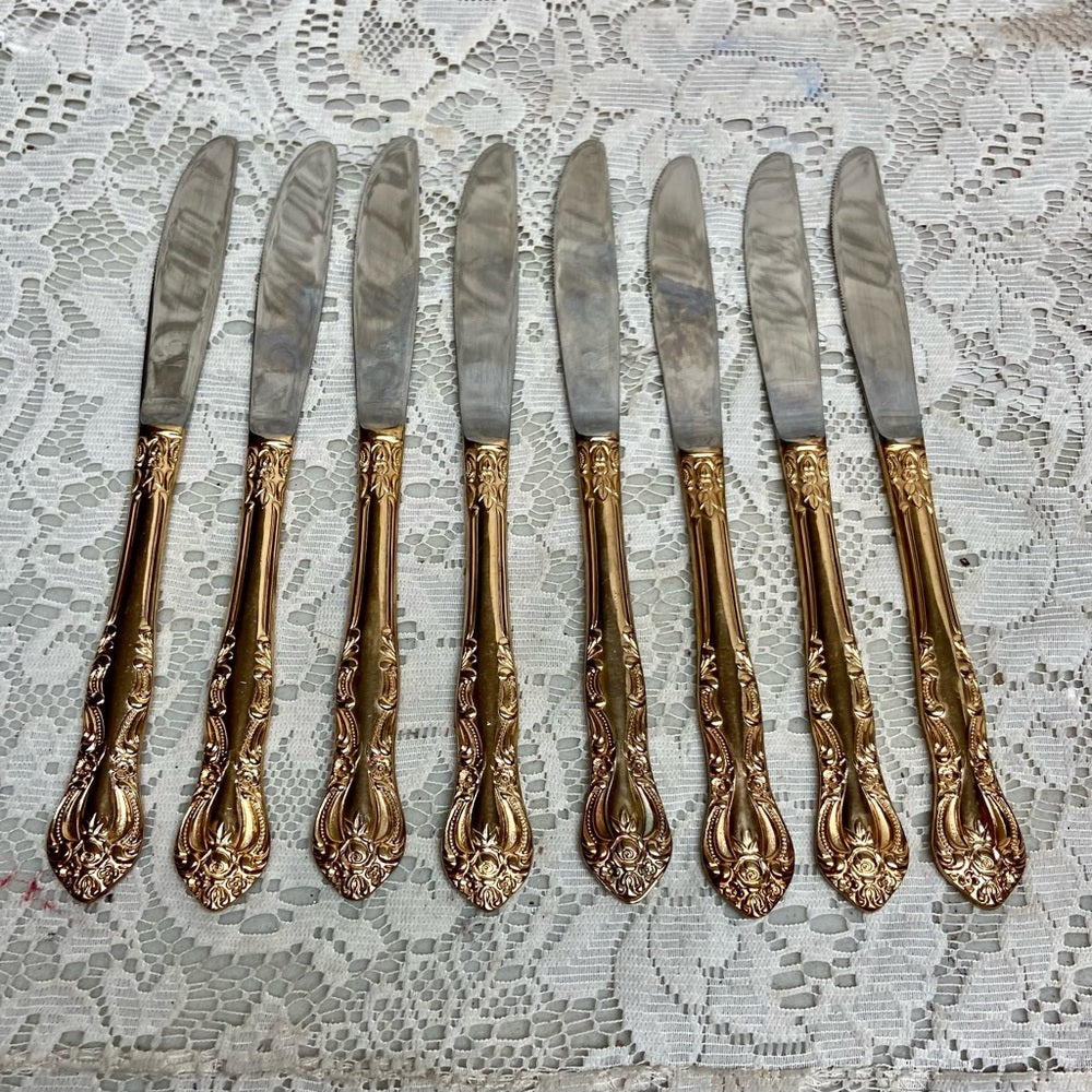 Vintage, IBW, Japan 42-pc Gold Plated Flatware Service for 8 with Box (2ZE-0723)