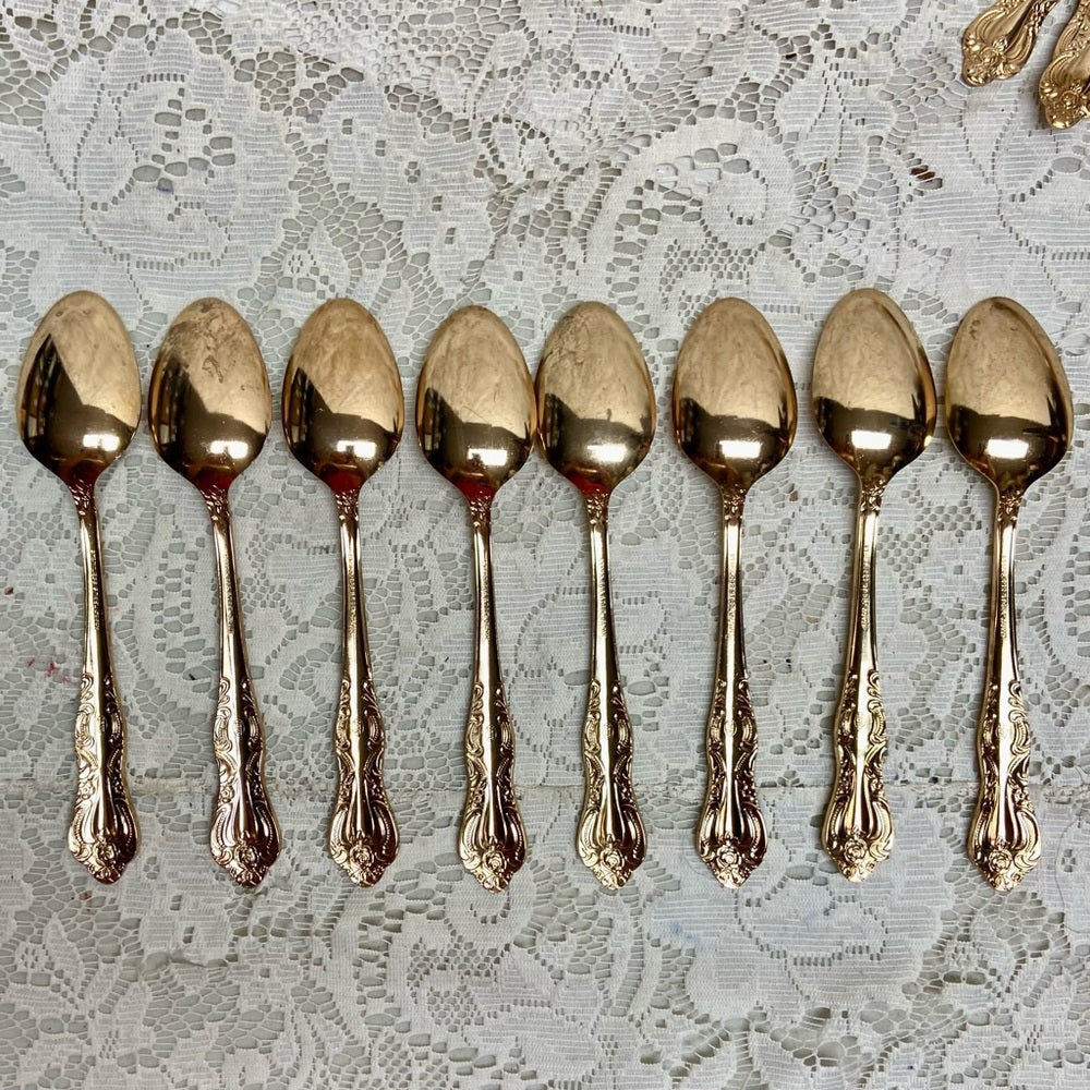 Vintage, IBW, Japan 42-pc Gold Plated Flatware Service for 8 with Box (2ZE-0723)
