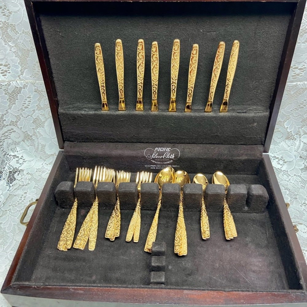 Vintage, 39-pc American, Golden Heritage Flatware for 8 with Hostess Set and Box