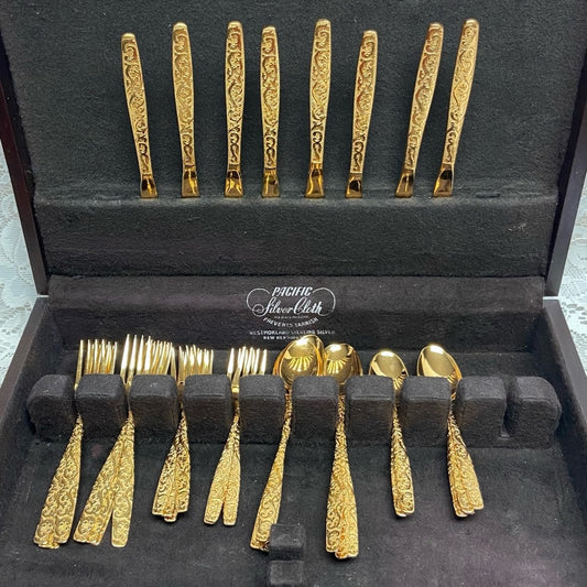 Vintage, 39-pc American, Golden Heritage Flatware for 8 with Hostess Set and Box