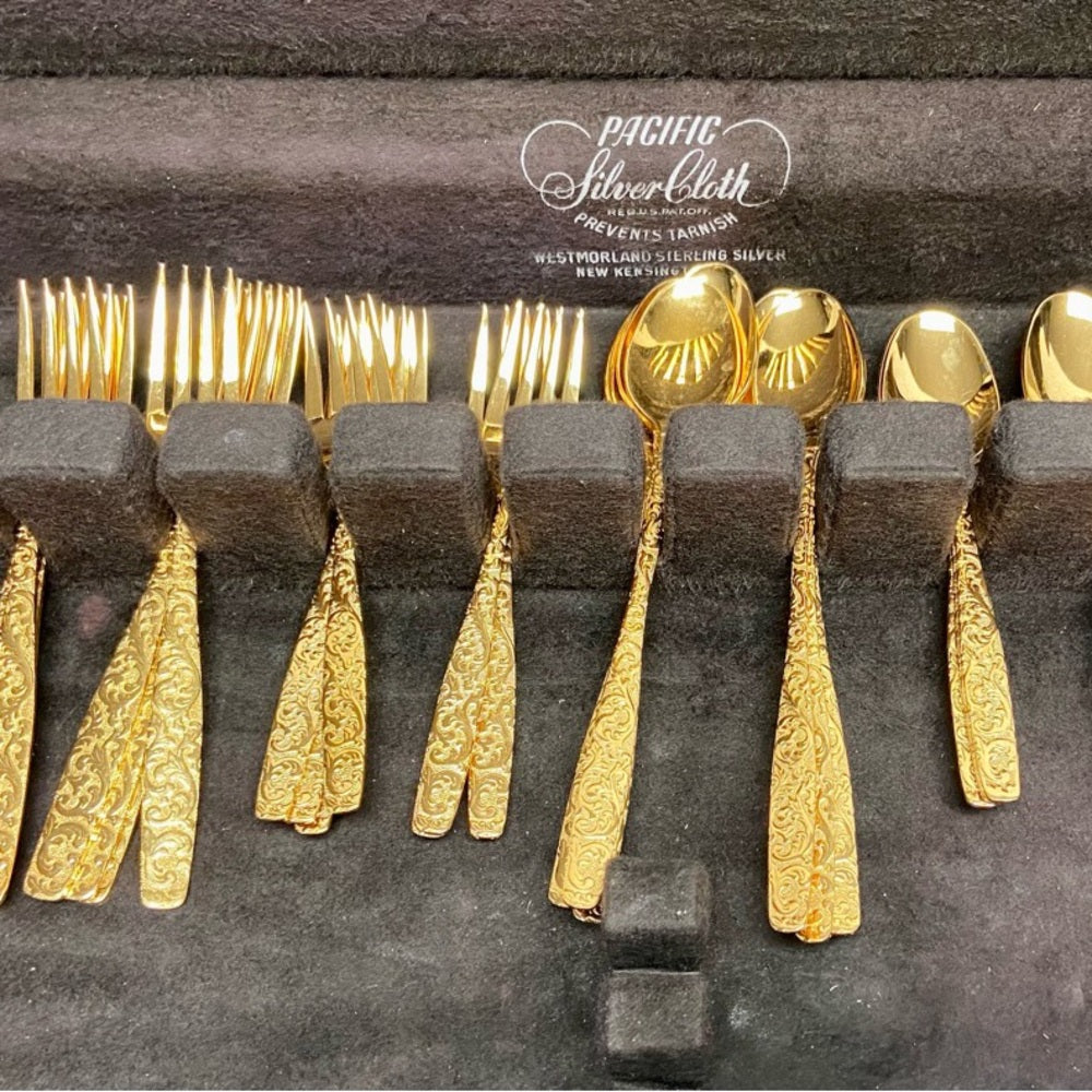 Vintage, 39-pc American, Golden Heritage Flatware for 8 with Hostess Set and Box