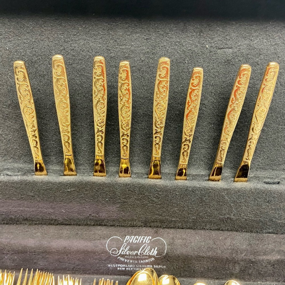 Vintage, 39-pc American, Golden Heritage Flatware for 8 with Hostess Set and Box