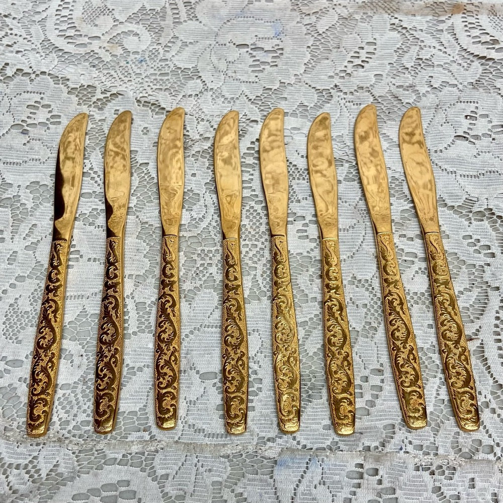 Vintage, 39-pc American, Golden Heritage Flatware for 8 with Hostess Set and Box