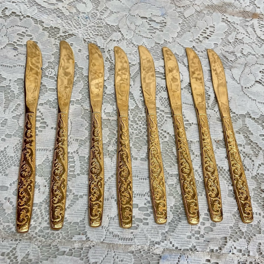 Vintage, 39-pc American, Golden Heritage Flatware for 8 with Hostess Set and Box