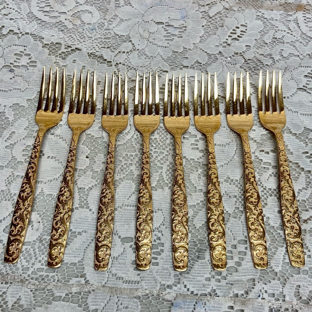 Vintage, 39-pc American, Golden Heritage Flatware for 8 with Hostess Set and Box