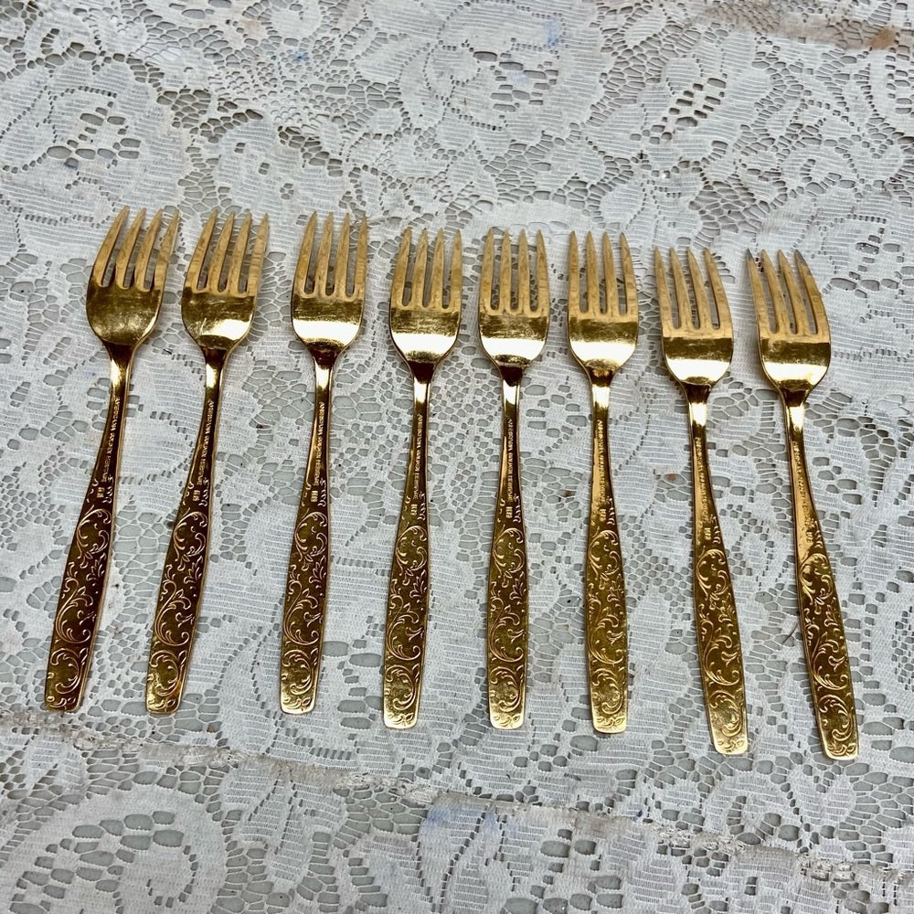 Vintage, 39-pc American, Golden Heritage Flatware for 8 with Hostess Set and Box