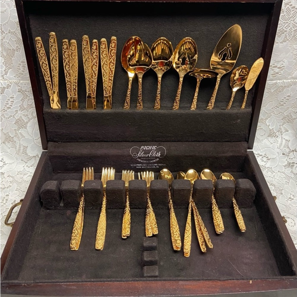 Vintage, 47-pc American, Golden Heritage Flatware for 8 with Hostess Set and Box