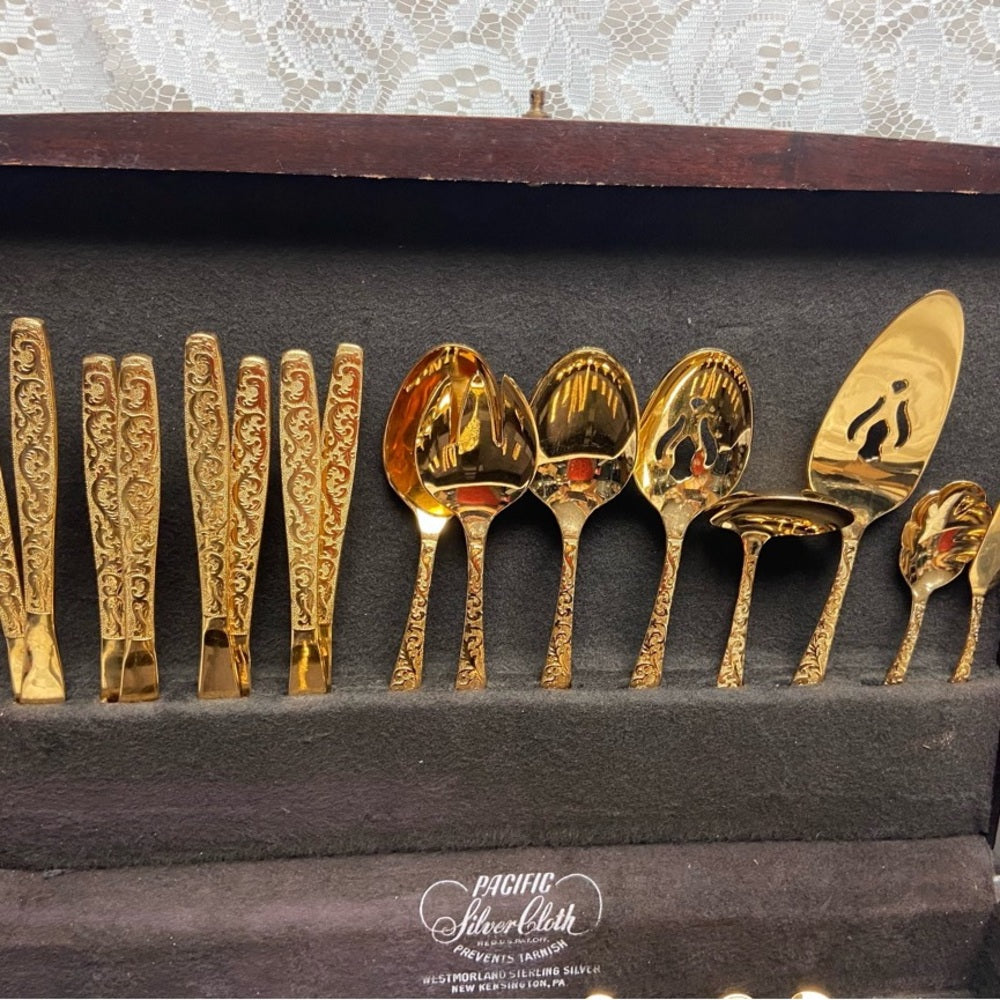 Vintage, 47-pc American, Golden Heritage Flatware for 8 with Hostess Set and Box
