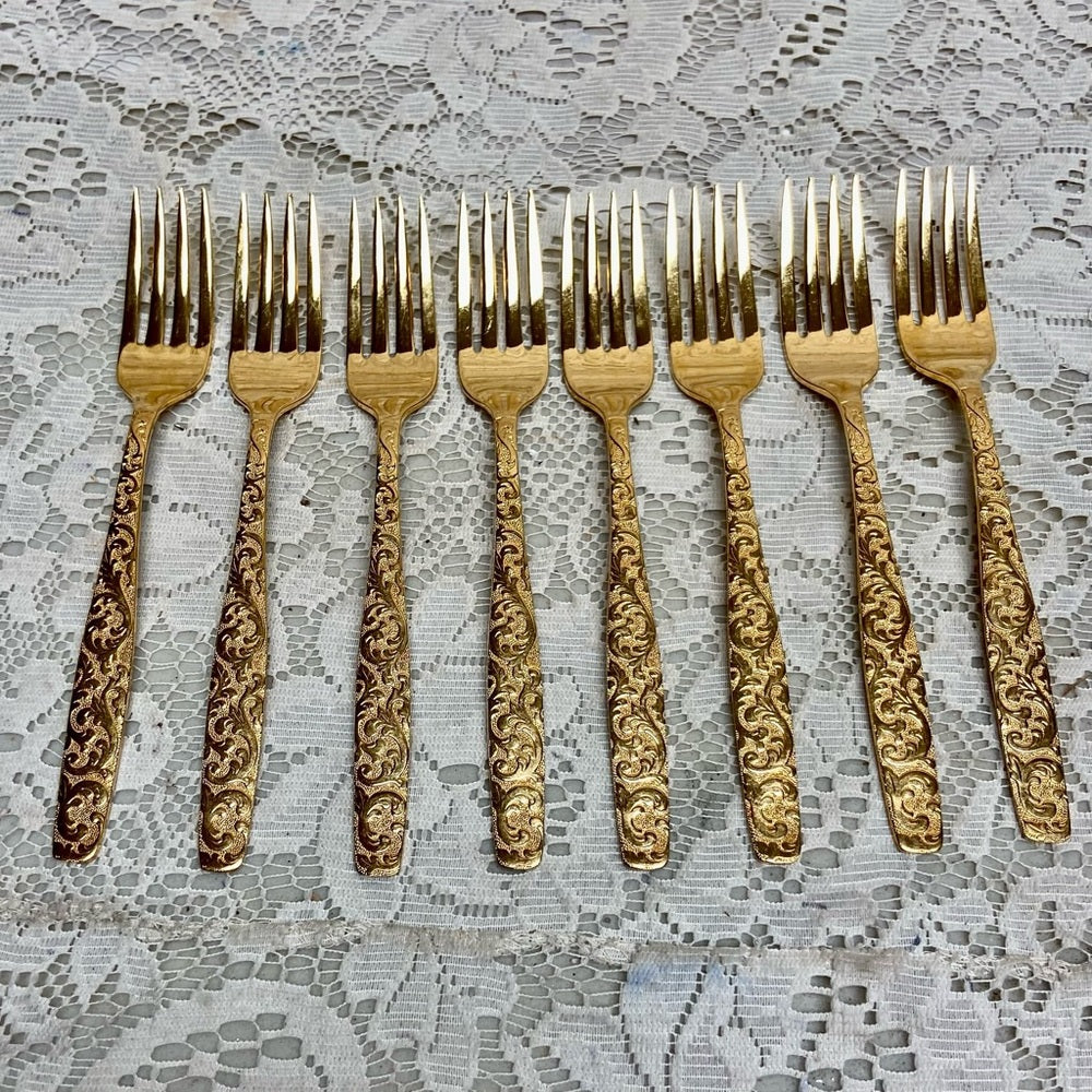 Vintage, 47-pc American, Golden Heritage Flatware for 8 with Hostess Set and Box