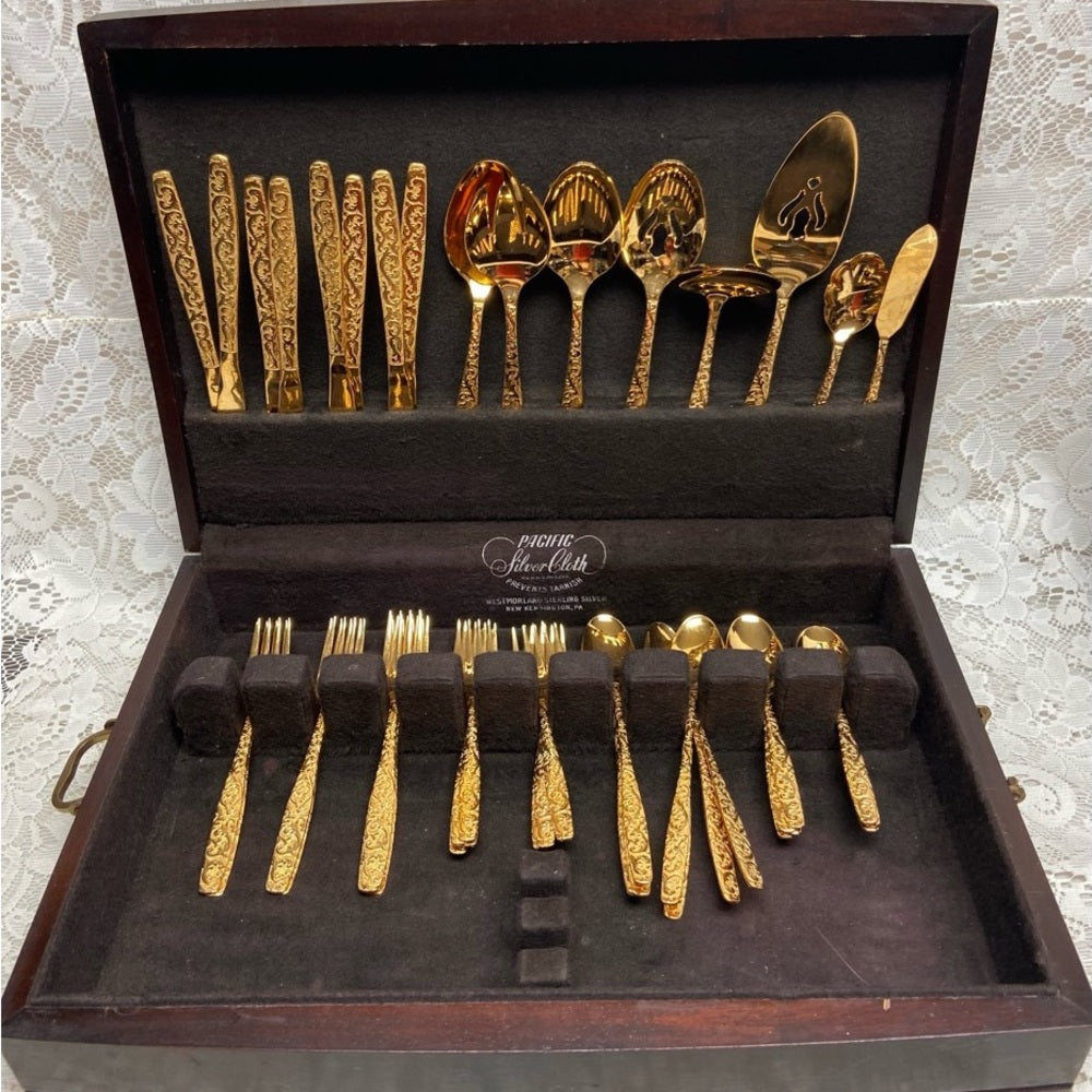 Vintage, 47-pc American, Golden Heritage Flatware for 8 with Hostess Set and Box