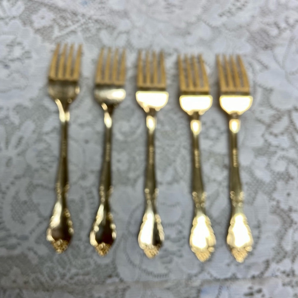 Vintage, 34-pc Estia, Korea Gold Plated Flatware for 6 with Hostess Set and Box