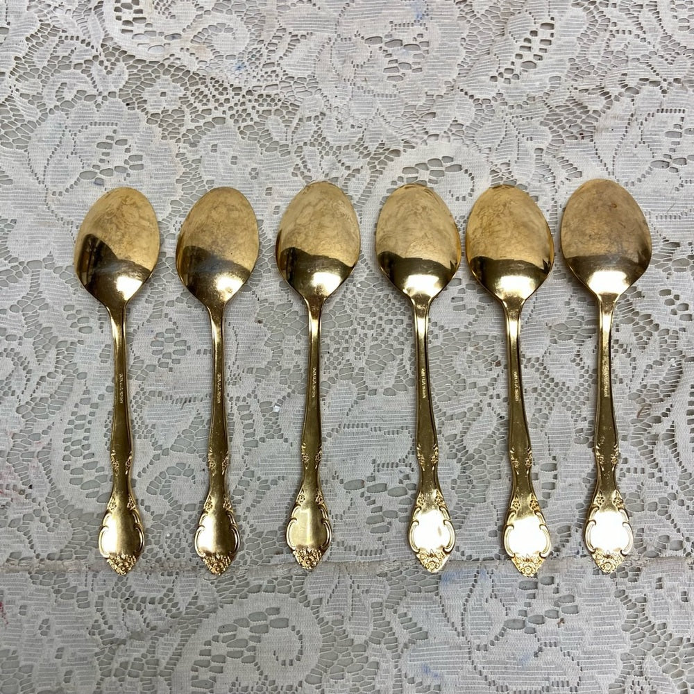 Vintage, 34-pc Estia, Korea Gold Plated Flatware for 6 with Hostess Set and Box
